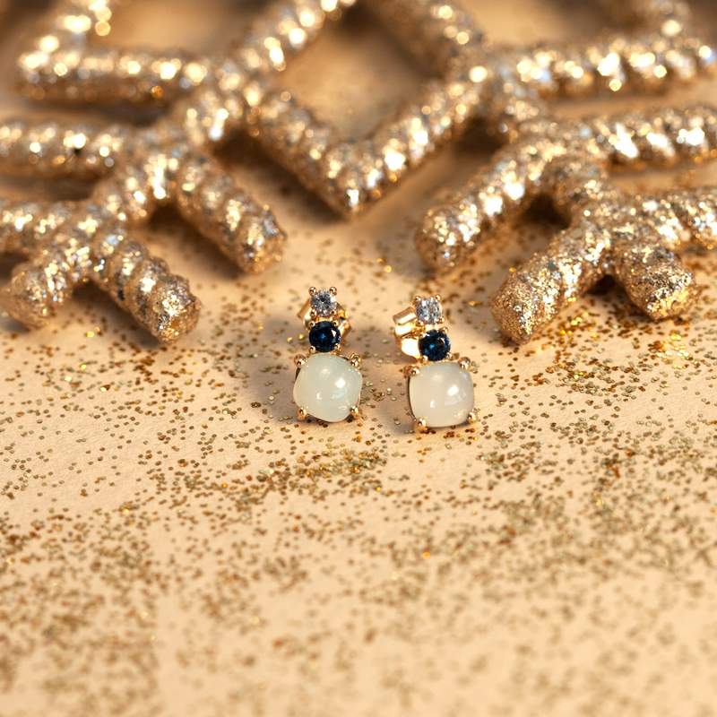 Boucles d'oreilles plaqué or agates zirconias - vue D1