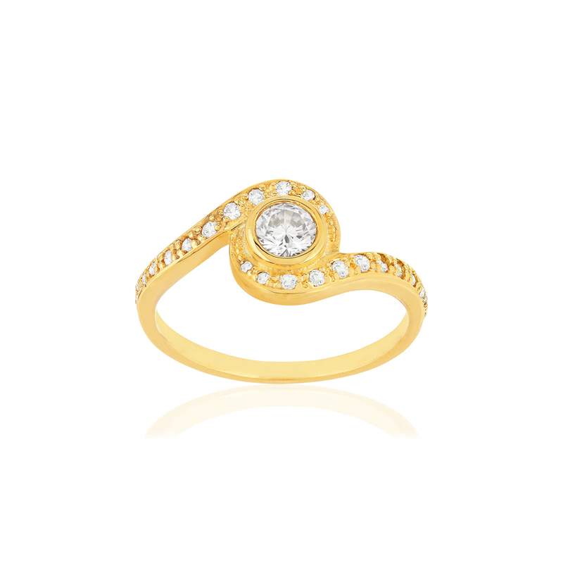 Bague plaqué or zirconias - vue 1