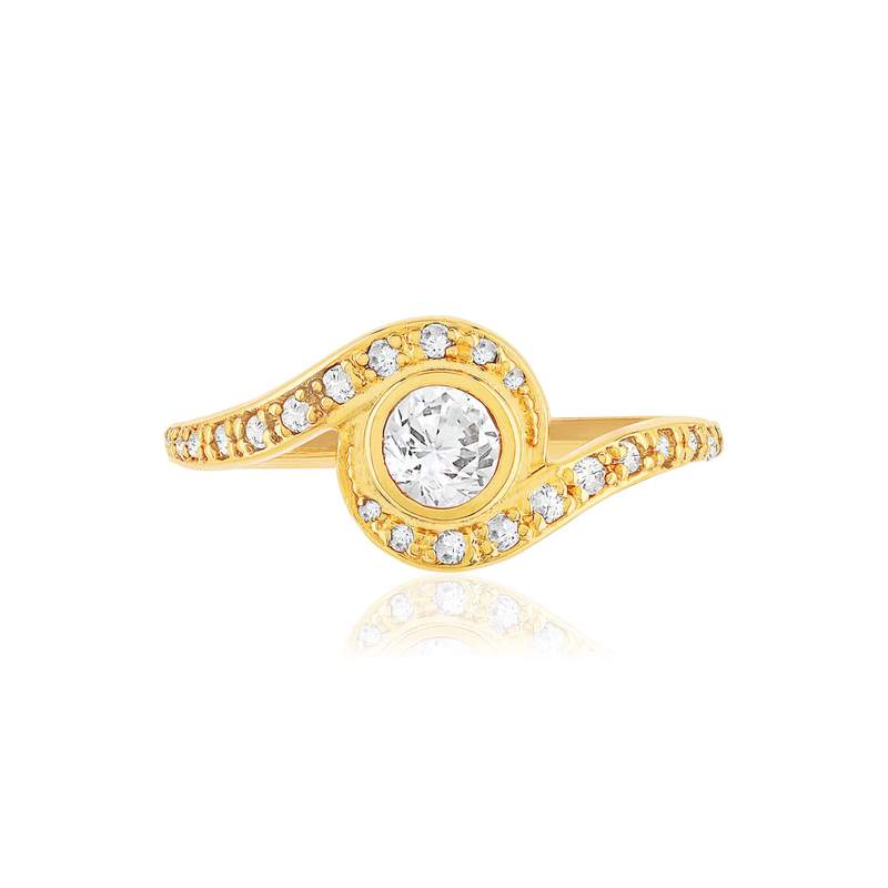 Bague plaqué or zirconias - vue 3