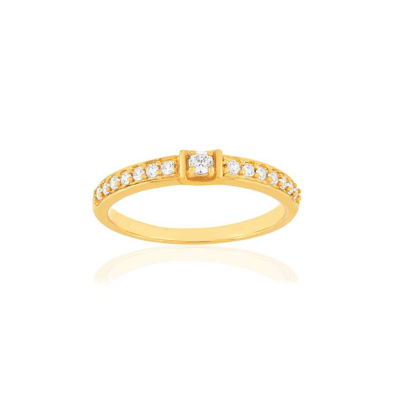 Bague plaqué or zirconias - vue 1