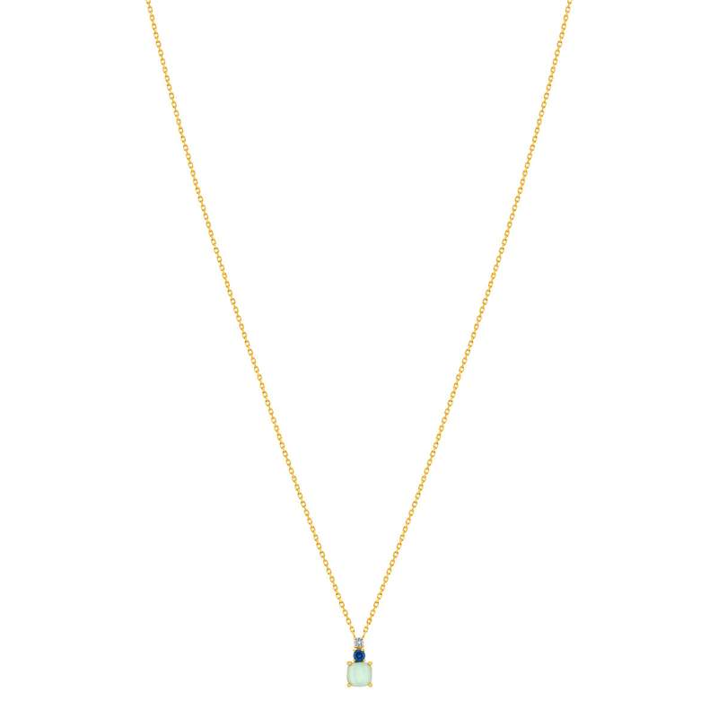 Collier plaqué or agate zirconias bleus 45 cm - vue 2