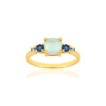 Bague plaqué or agate zirconias bleus - vue 1