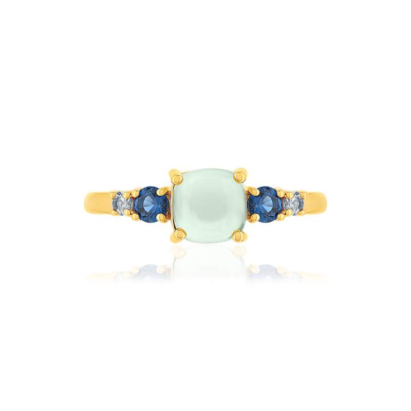 Bague plaqué or agate zirconias bleus - vue 3