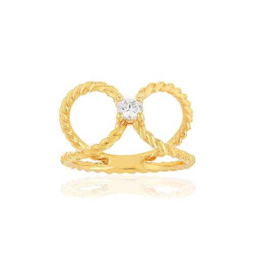 Gedraaide zirkonia vergulde ring