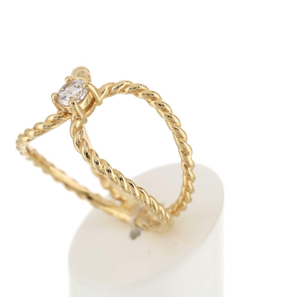 Bague plaqué or zirconia torsadée - vue 4