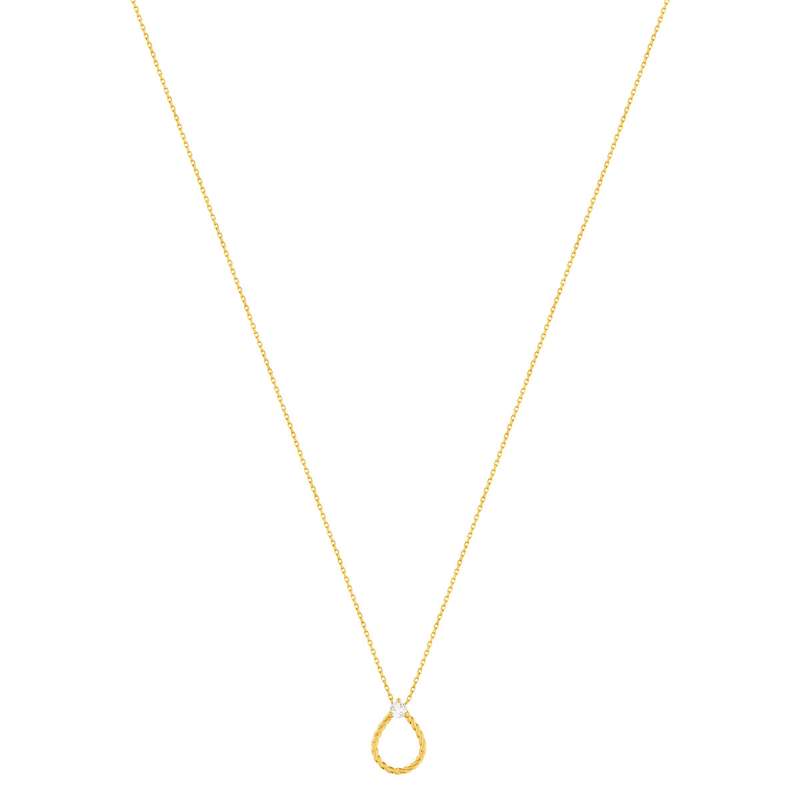 Vergulde zirkonia ketting 45 cm - zicht 2
