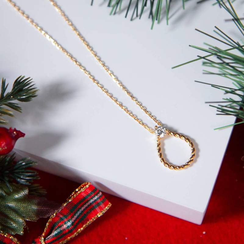 Vergulde zirkonia ketting 45 cm - bekijk D1