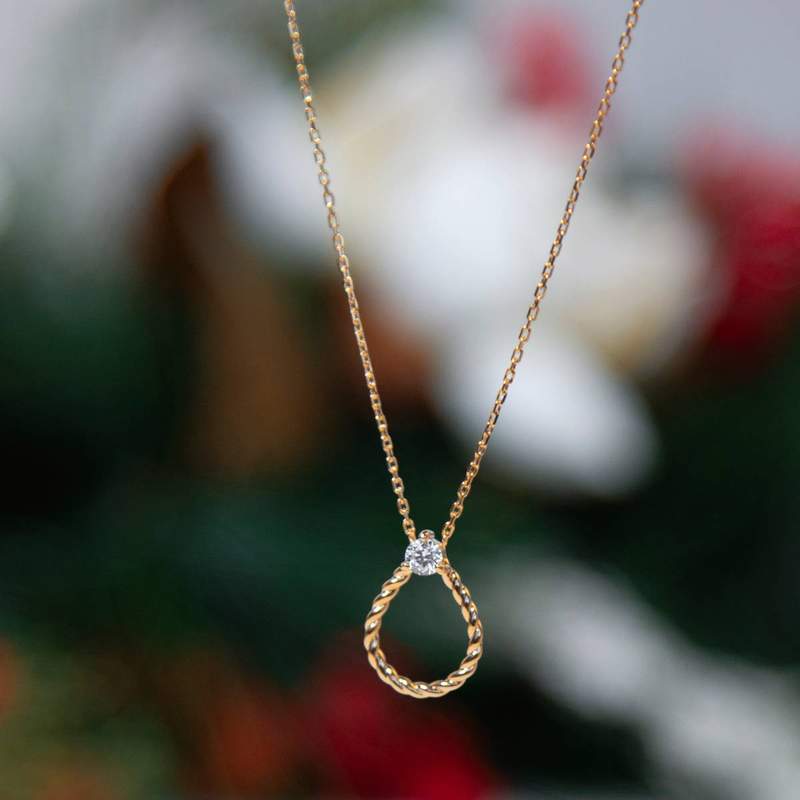 Vergulde zirkonia ketting 45 cm - bekijk D2