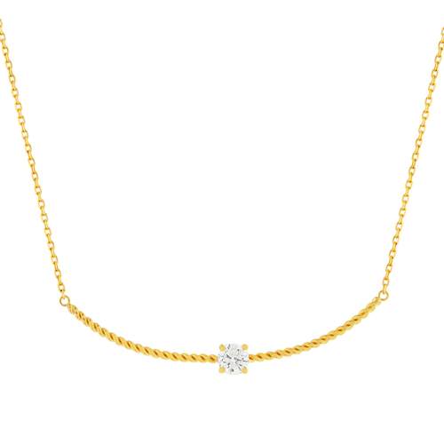 Collier plaqué or zirconia 45 cm