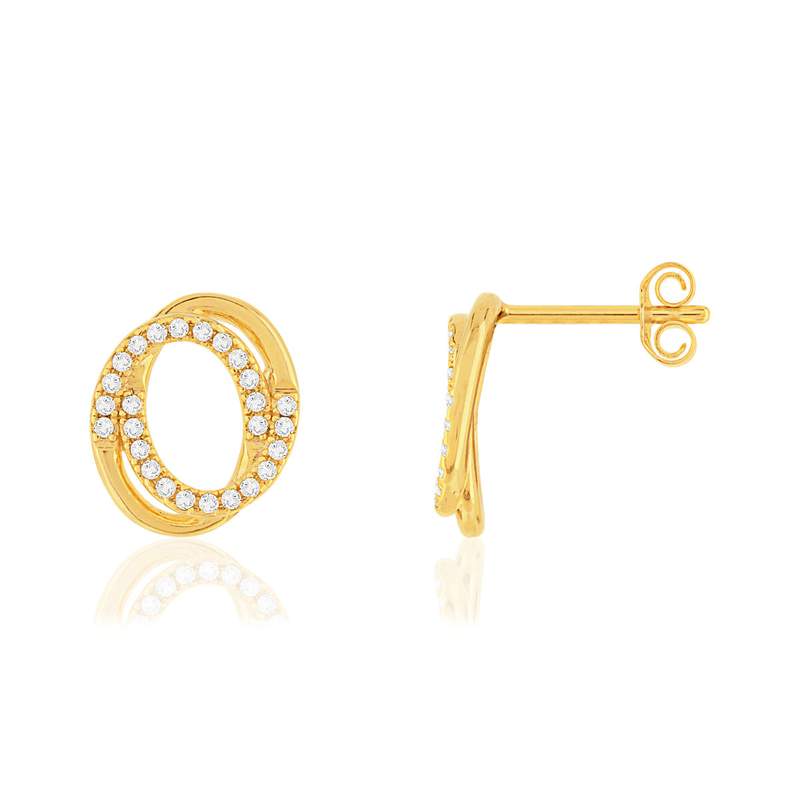 Boucles d'oreilles plaqué or zirconias - vue 1