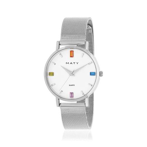 Verchroomd dameshorloge met stalen armband