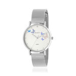 Montre femme chromée bracelet acier maille milanaise - vue 1