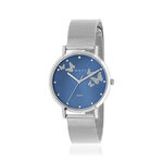 Montre femme chromée bracelet acier maille milanaise - vue 1