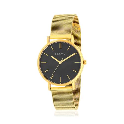 Montre femme dorée jaune bracelet acier doré maille milanaise