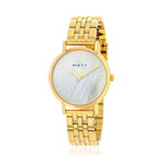 Montre femme dorée bracelet acier doré jaune - vue 1