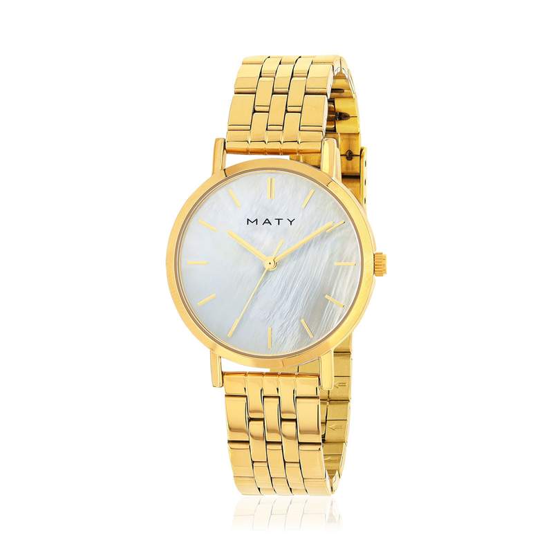 Montre femme dorée bracelet acier doré jaune - vue 1