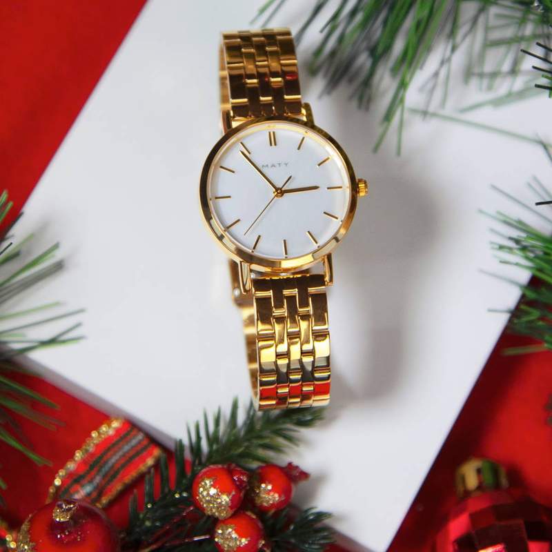 Montre femme dorée bracelet acier doré jaune - vue D1