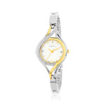 Montre femme acier bicolore jaune bracelet métal - vue 1