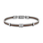 Bracelet acier câble marron et gris - vue 1