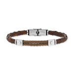 Bracelet cuir et câble marron - vue 1