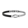 Bracelet cuir noir acier noeud marin - vue V1