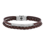 Bracelet acier cuir marron - vue 1
