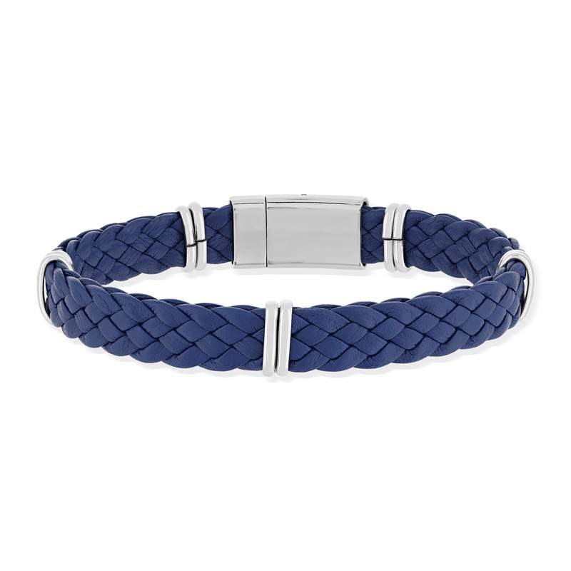 Bracelet cuir bleu - vue 1