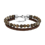 Bracelet agate cuir marron acier - vue 1