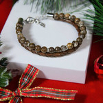 Bracelet agate cuir marron acier - vue D1