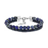 Bracelet lapis lazuli cuir bleu acier - vue V1