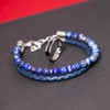 Bracelet lapis lazuli cuir bleu acier - vue VD1