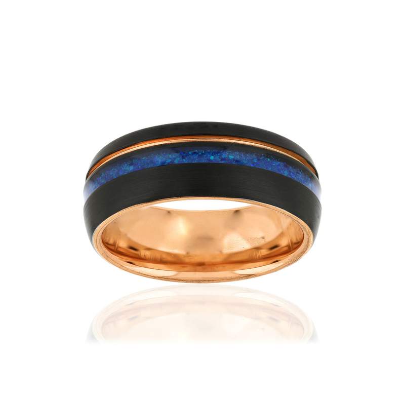 Bague tungstène rosé noir - vue 1