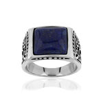 Bague acier lapis lazuli - vue 1