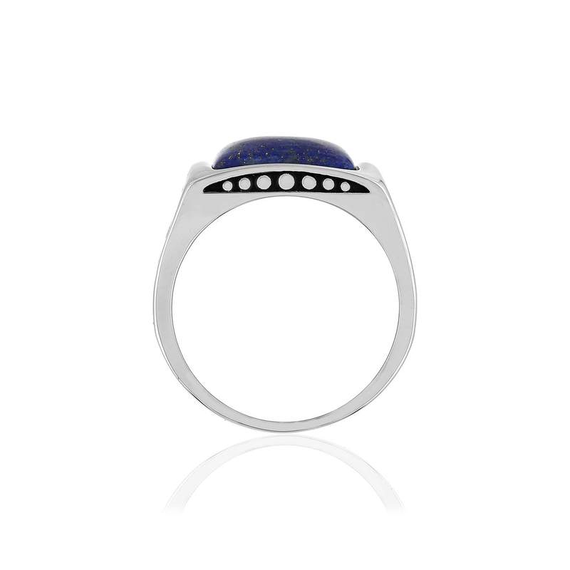 Bague acier lapis lazuli - vue 2