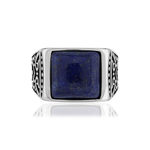 Bague acier lapis lazuli - vue 3