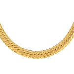 Chaine maille anglaise plate festonnée plaqué or 45 cm - vue 1