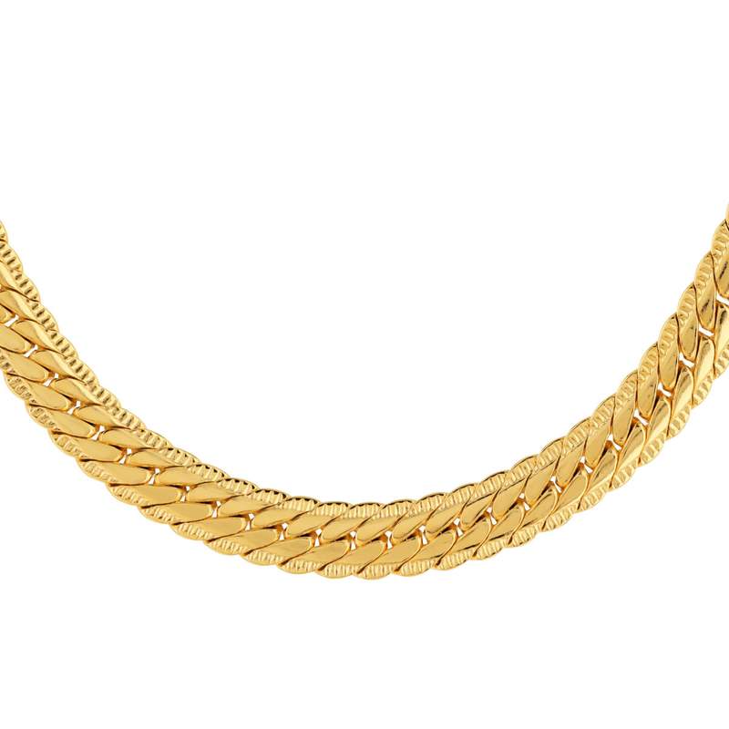 Chaine maille anglaise plate festonnée plaqué or 45 cm - vue 1