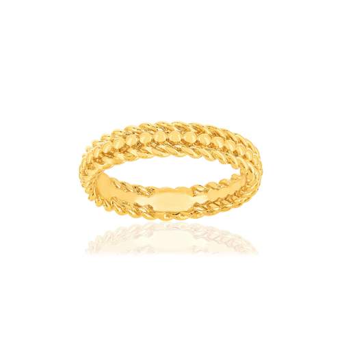 Bague plaqué or motif perlé