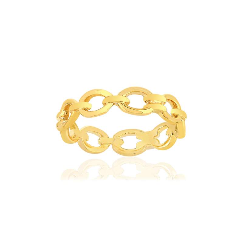 Bague plaqué or motif maillon - vue 1