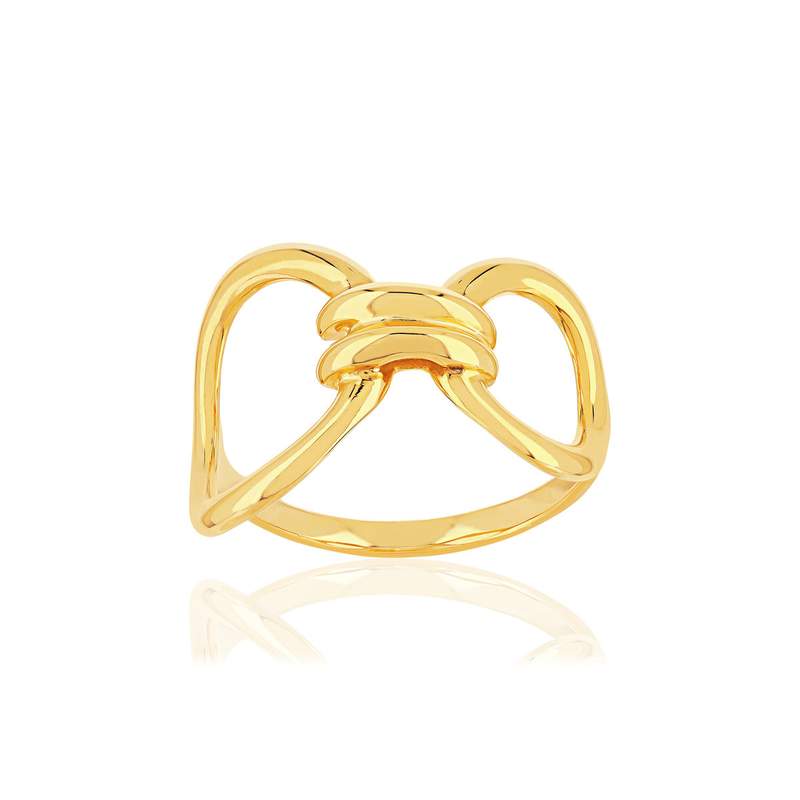 Vergulde ring met ringmotief - afbeelding 1