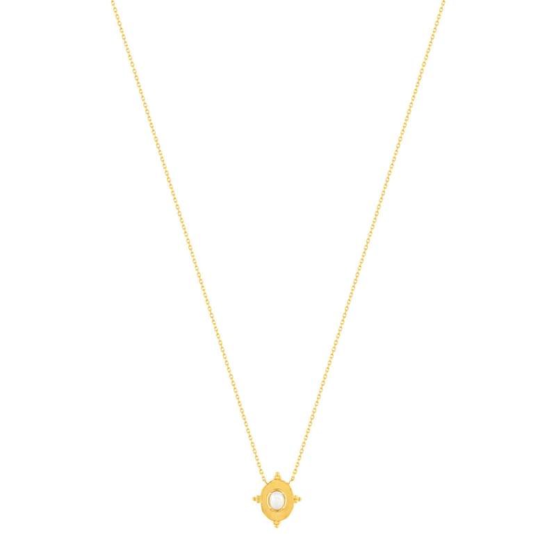 Collier plaqué or pierre de lune 45 cm - vue 2
