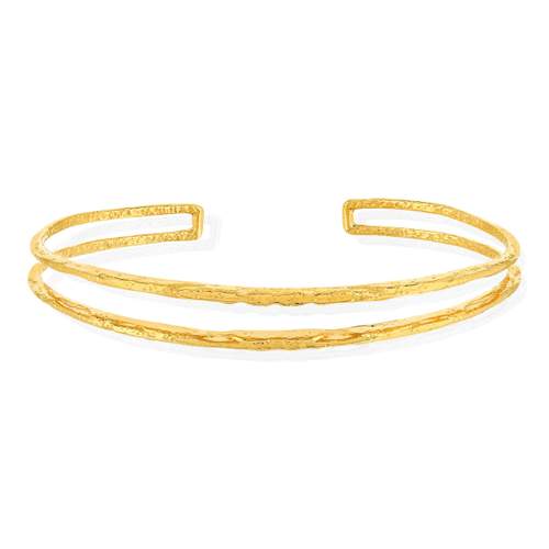 Bracelet plaqué or 60 mm effet martelé