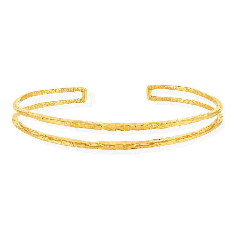 Bracelet plaqué or 60 mm effet martelé - vue 1