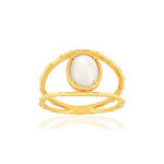 Bague plaqué or pierre de lune - vue 1