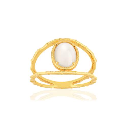 Bague plaqué or pierre de lune