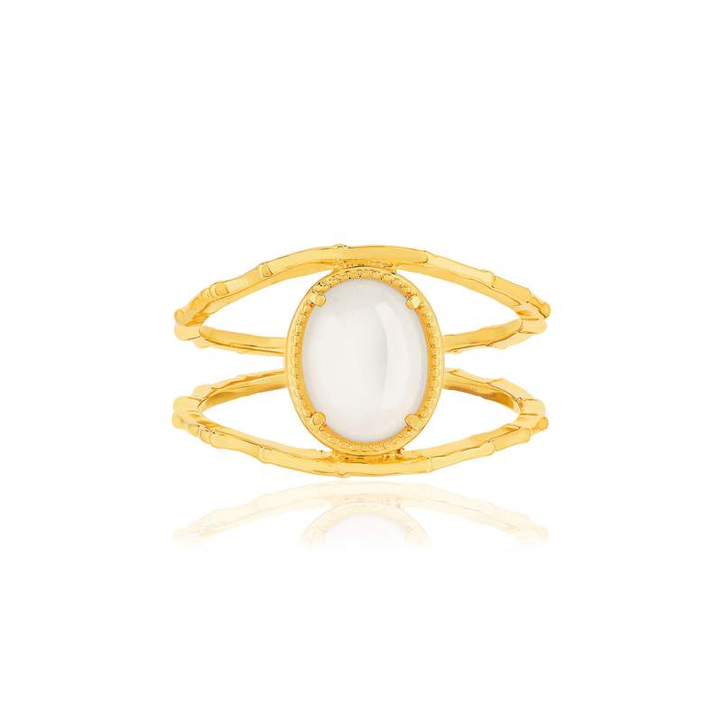 Bague plaqué or pierre de lune - vue 3