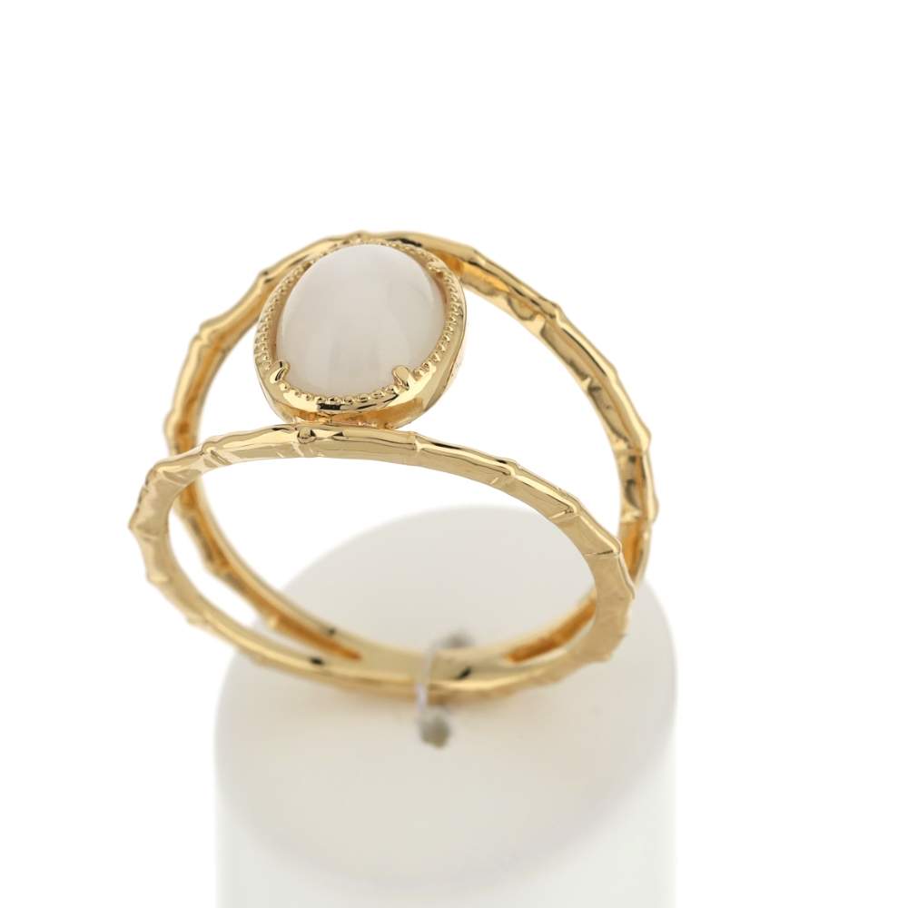 Bague plaqué or pierre de lune - vue 2