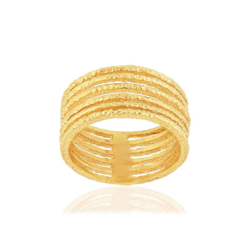 Bague plaqué or effet martelé - vue 1