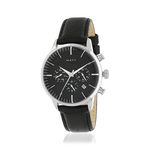 Montre homme acier bracelet cuir noir - vue 1
