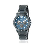 Montre homme chronographe  bracelet acier bleu - vue 1